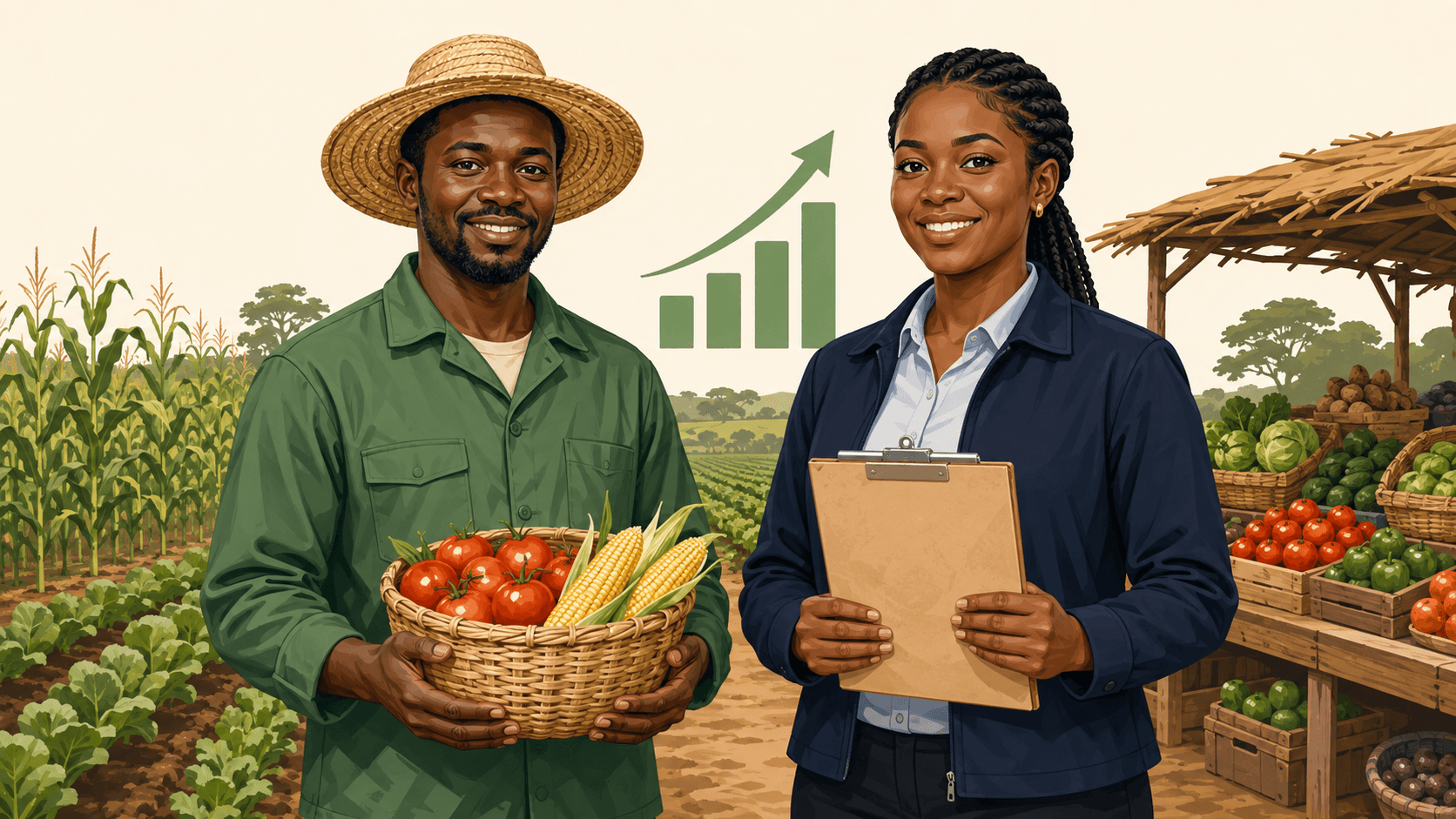 A farmer and agricultural buyer doing business
